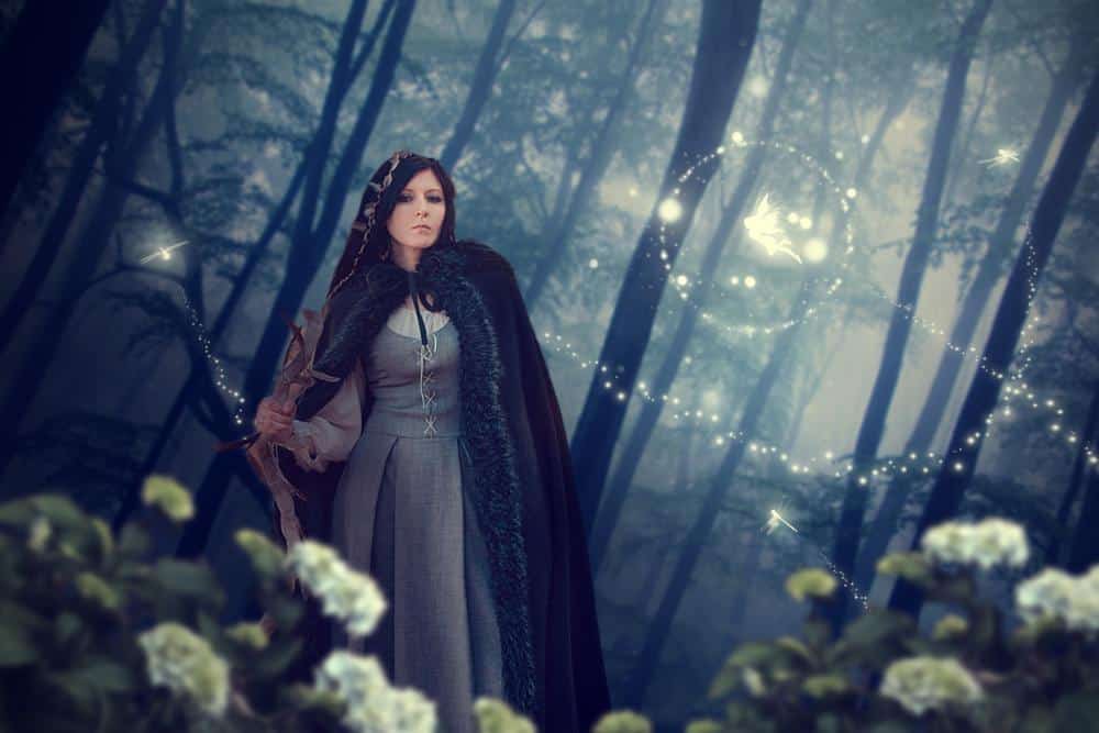 a sorceress in a forest