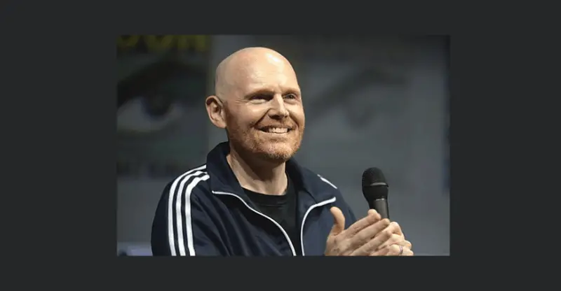 A collage of Bill Burr quotes, with one highlighting his sharp wit on frustration