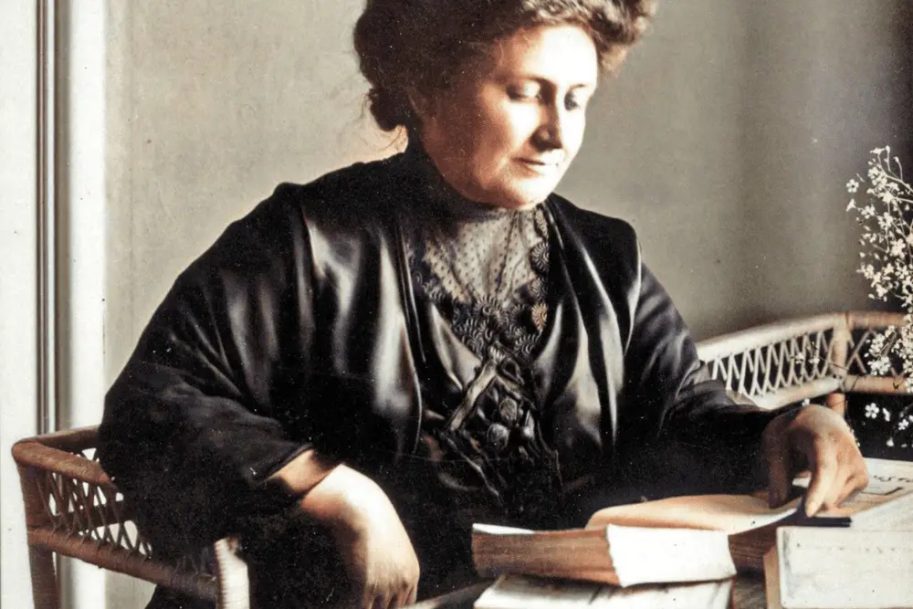 Maria Montessori colorized