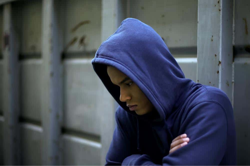 Antisocial Man In Blue Hoodie