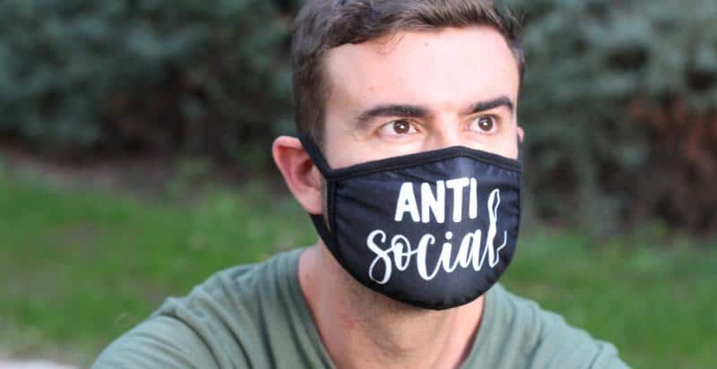 Man Wearing Antisocial Mask