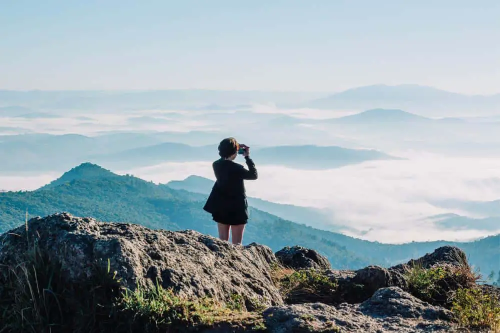 Woman on a path leading to self-discovery.