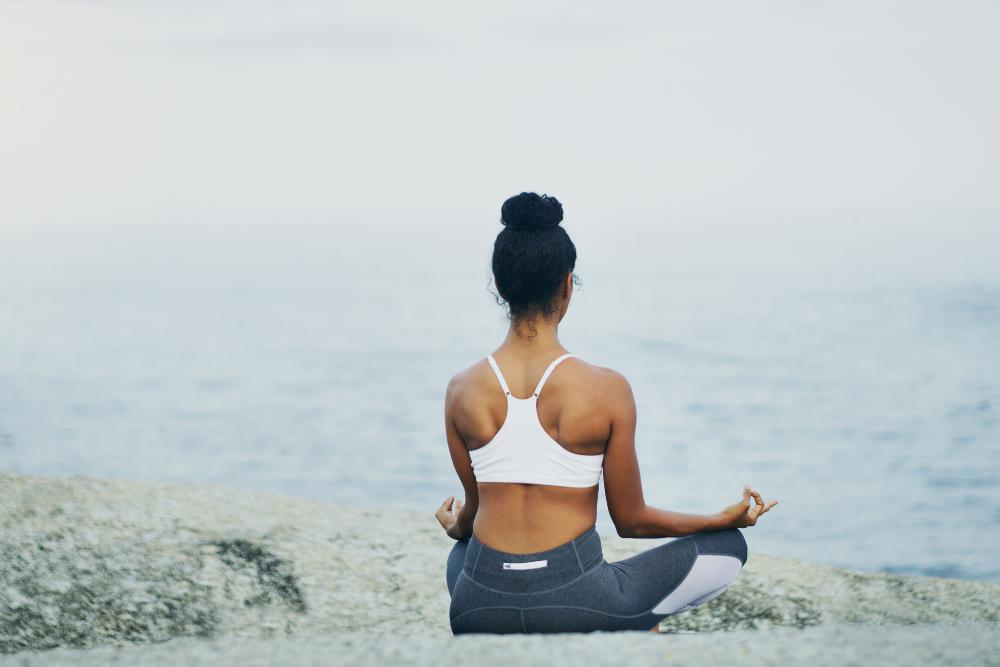 A woman meditating