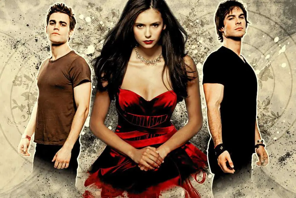 Elena Gilbert with Damon Salvatore and Stefan Salvatore