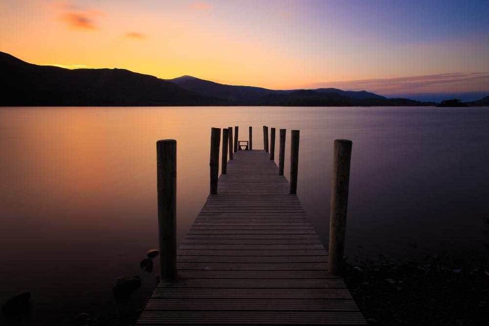 a lake during sunset