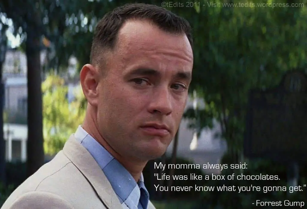 Forrest Gump and his iconic “box of chocolates” quote