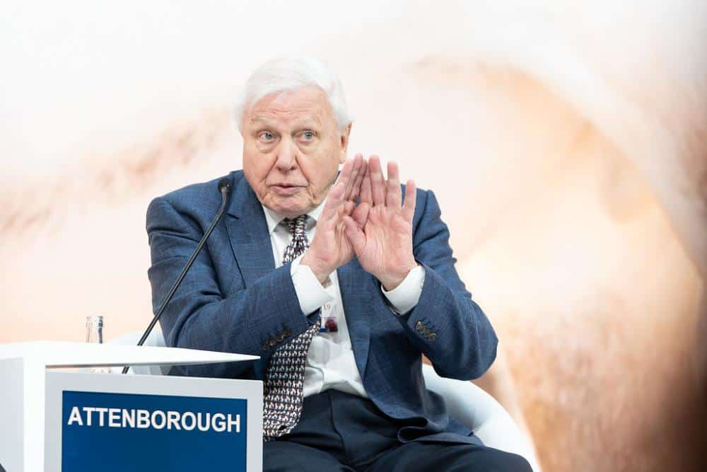 David Attenborough talking to his audience