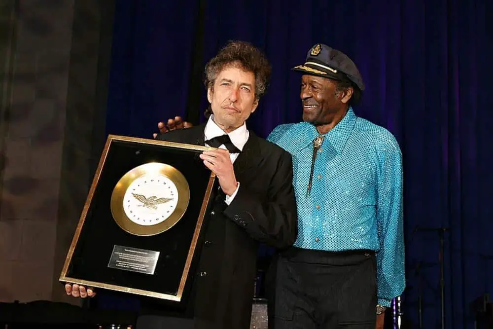 Bob Dylan receiving the Golden Plate Award